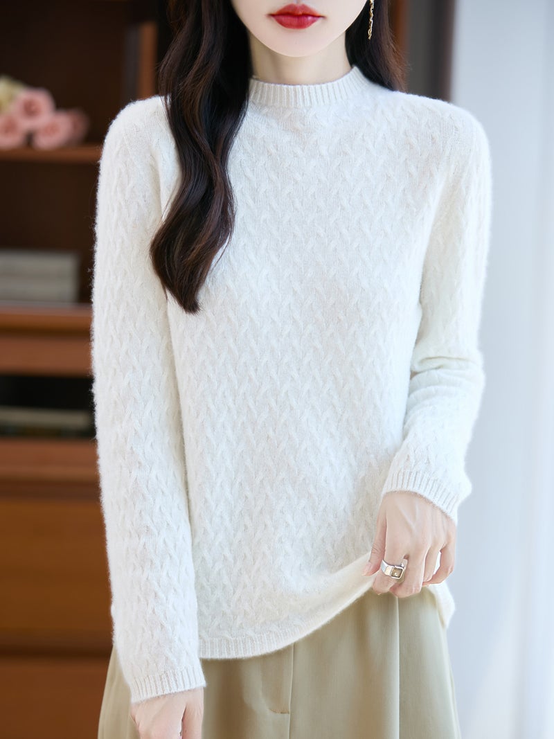 First-Line Ready-To-Wear 100% Wool Sweater For Women, Lazy Style Outer Wear, Soft And Waxy, Non-Irritating To The Skin, Multi-Color Seamless Sweater - Image 4